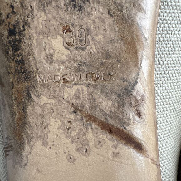 Authentic Prada Size 9 Canvas Colorblock Nude Black Ballet flats With Bow - Picture 9 of 10